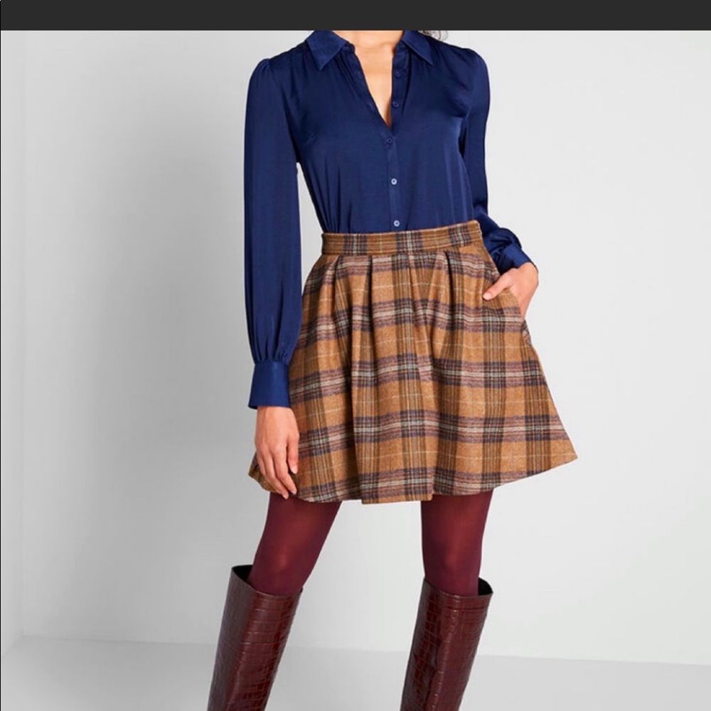 Modcloth wool plaid skirt